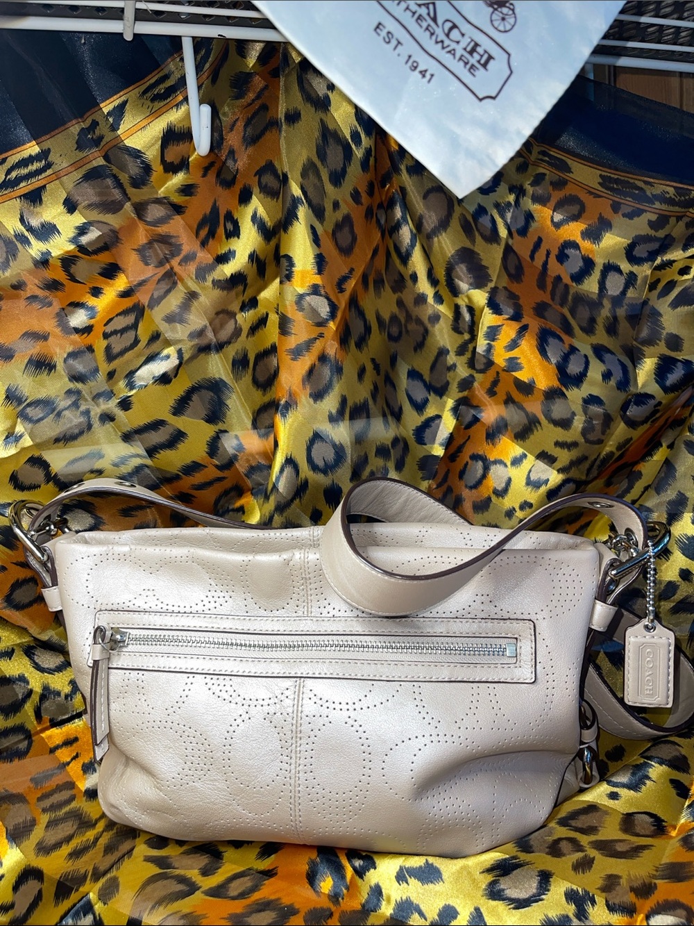 Coach Beige Leather Crossbody Bag
